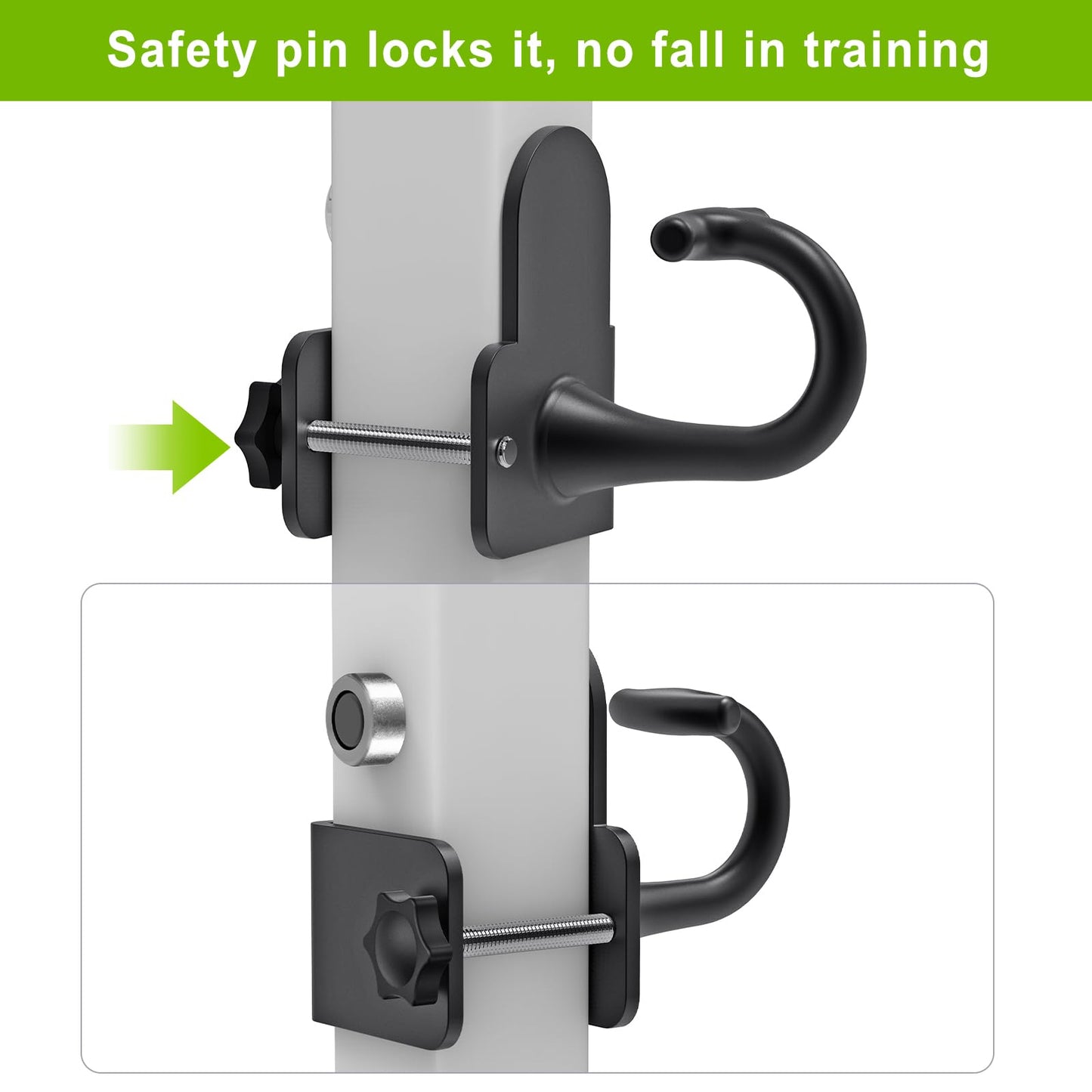 Kipika Anchor for Resistance Bands Fits 2" x 2" Power Rack with 5/8" or 1" Hole - Heavy Duty Steel Hooks with Rubber Pads for Home Gym Workouts, Strength Training,and Physical Therapy Exercise, 2 Pack