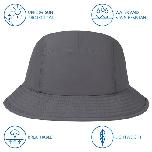 BASSDASH UPF50+ Fishing Bucket Hat for Men Women Lightweight Water Resistant Packable Outdoor Summer Sun Hats FH13 Dark Grey