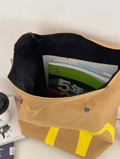 JBIUVBTY Classic Funny Retro Paper Bag Large Capacity Backpack Cute Personalized Shoulder Crossbody Canvas Backpack Notebook