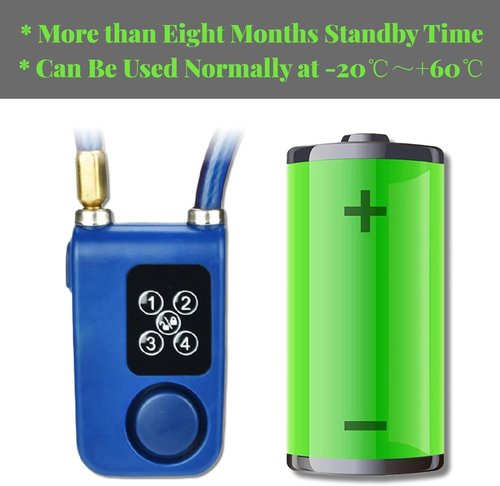 Chain Lock for Bike with Alarm, Y787 Smart Alarm Lock Waterproof AntiTheft Motorcycle Chain Lock for Scooter/Stroller/Gate Blue