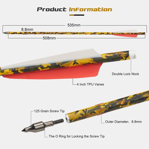 TOPARCHERY 20 Inch Carbon Crossbow Bolts 12 Pack and 6 Pack Crossbow Broadheads Set - Premium Crossbow Arrows with 4 Inch Vanes and Removable Field Tips for Hunting and Outdoor Practice