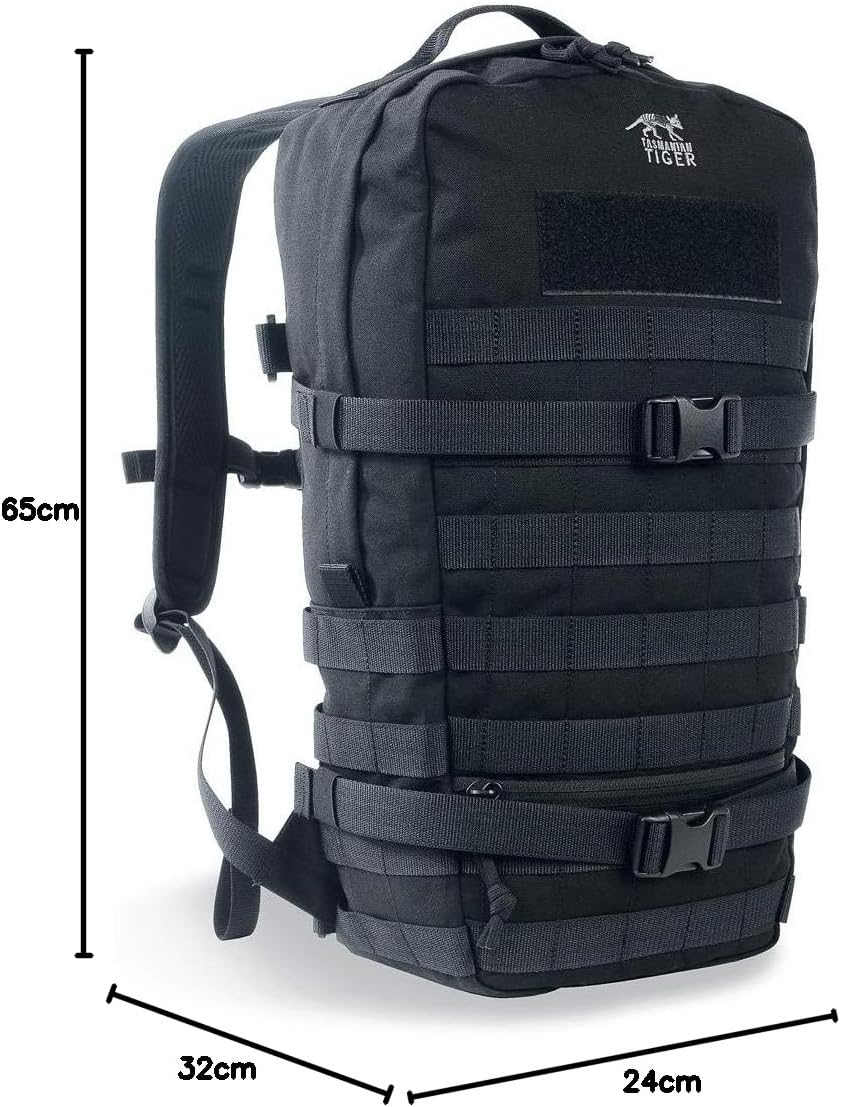 Tasmanian Tiger Raid Tactical Backpack MKIII - 52-Liter V2 Plus Carrying System with MOLLE System and Detachable Hip Strap, Black - 52 Liter