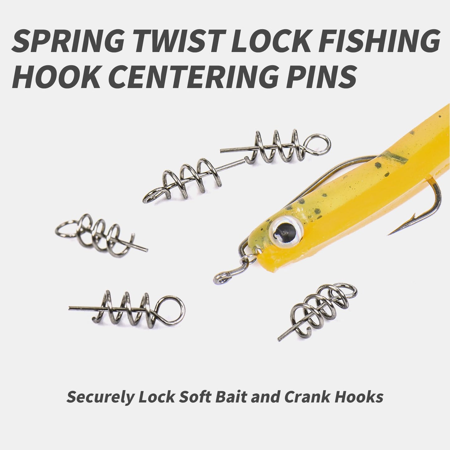 200pcs Lure Screw Spring Twist Lock Fishing Hook Centering Pin, Secure Soft Lure Bait Worm Crank, Swim Bait Keeper Springs for Fishing Hooks