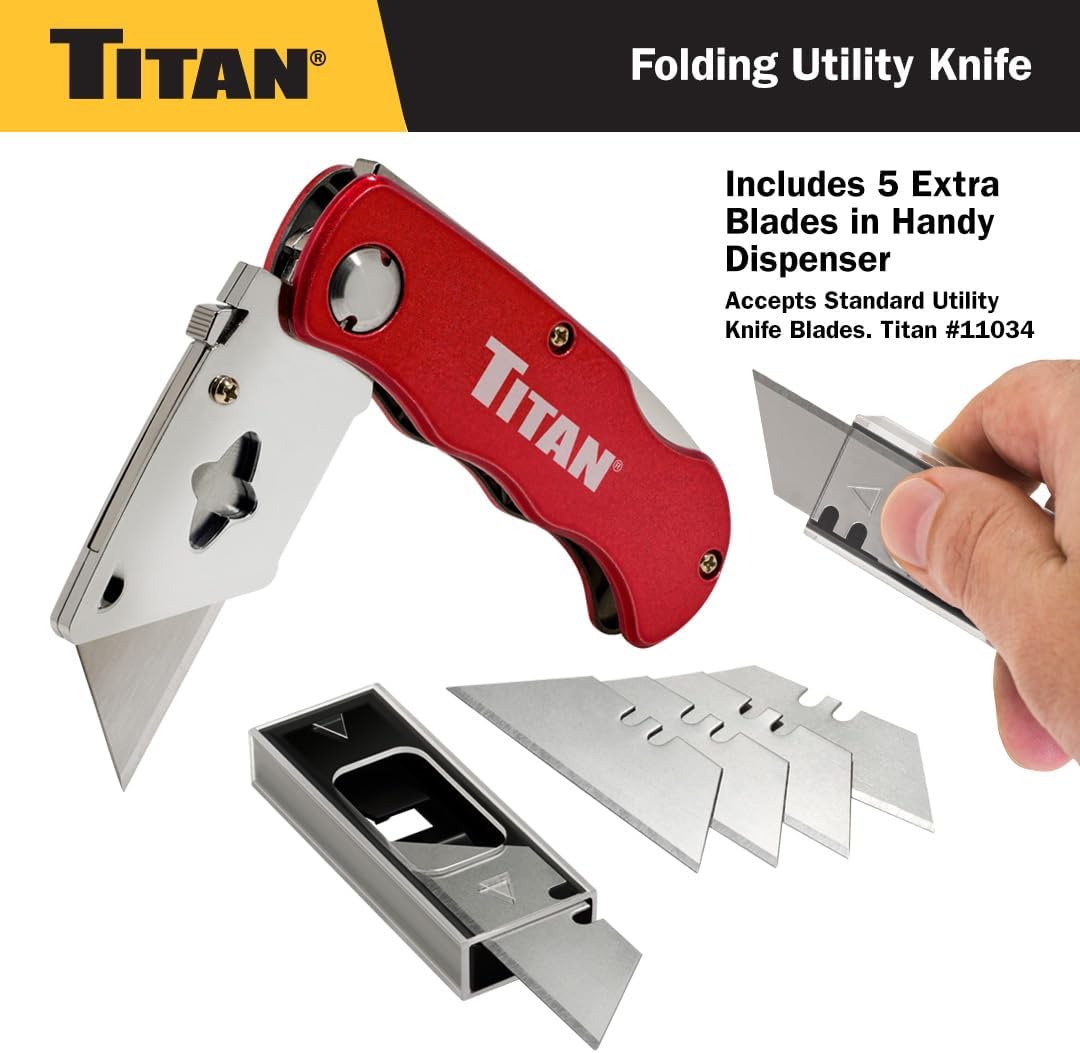 Titan 11020 Folding Pocket Utility Knife (Twin Pack - Red/Blue)
