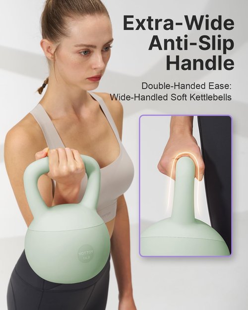 YOTTOY Soft Kettlebell,Kettlebell Anti-Slip Grip Weight for Home Workouts, Kettlebells Set Strength and Safety Guaranteed (Green, 10 LB)
