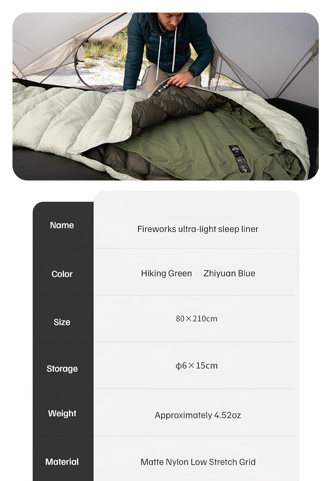Naturehike Sleeping Bag Liner Ultra-Light 4.51oz - Adult Sleep Sack & Travel Sleep Sack Travel Sheets & Camping Sheet for Backpacking, Hotel, Hostels, Comfy & Easy Care, Full-Length…