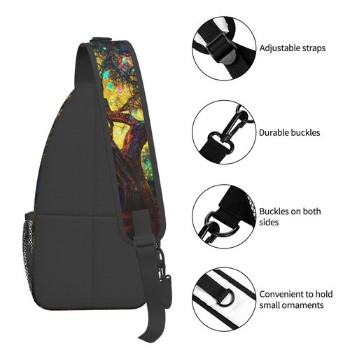 Mqtzyiwx Colorfully Colors Tree Sling Backpack Hiking Backpack Crossbody Bag Sports Lightweight And waterproof Chest Bag Shoulder Bag For Women Men