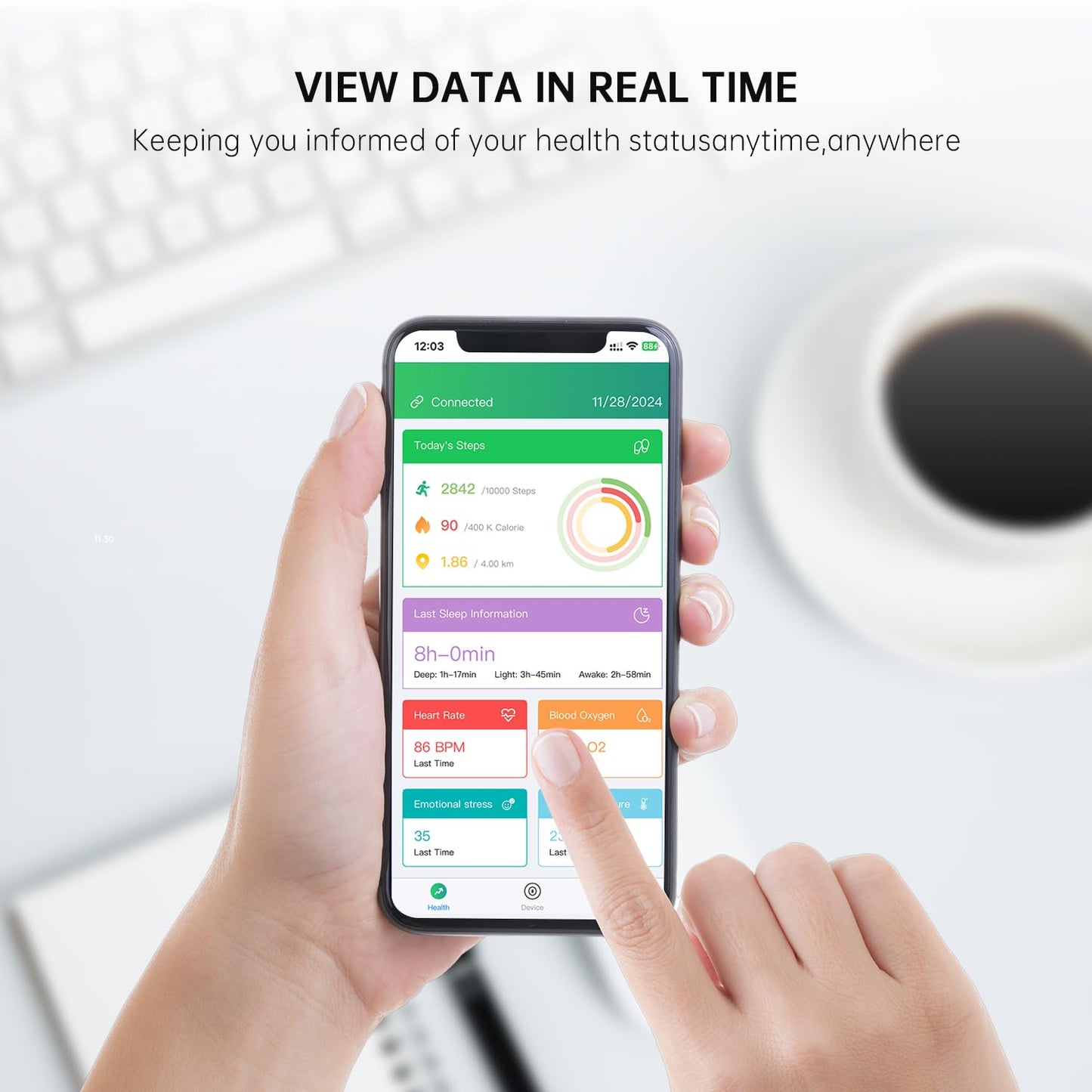 GenXenon Smart Ring -Black-Size 8 Health Tracker with Free Subscription, Gesture Beauty Photo & Brush Video, Fitness Sleep Heart Rate Blood Oxygen Tracking Ring with Charging Case,Gifts for Women Men