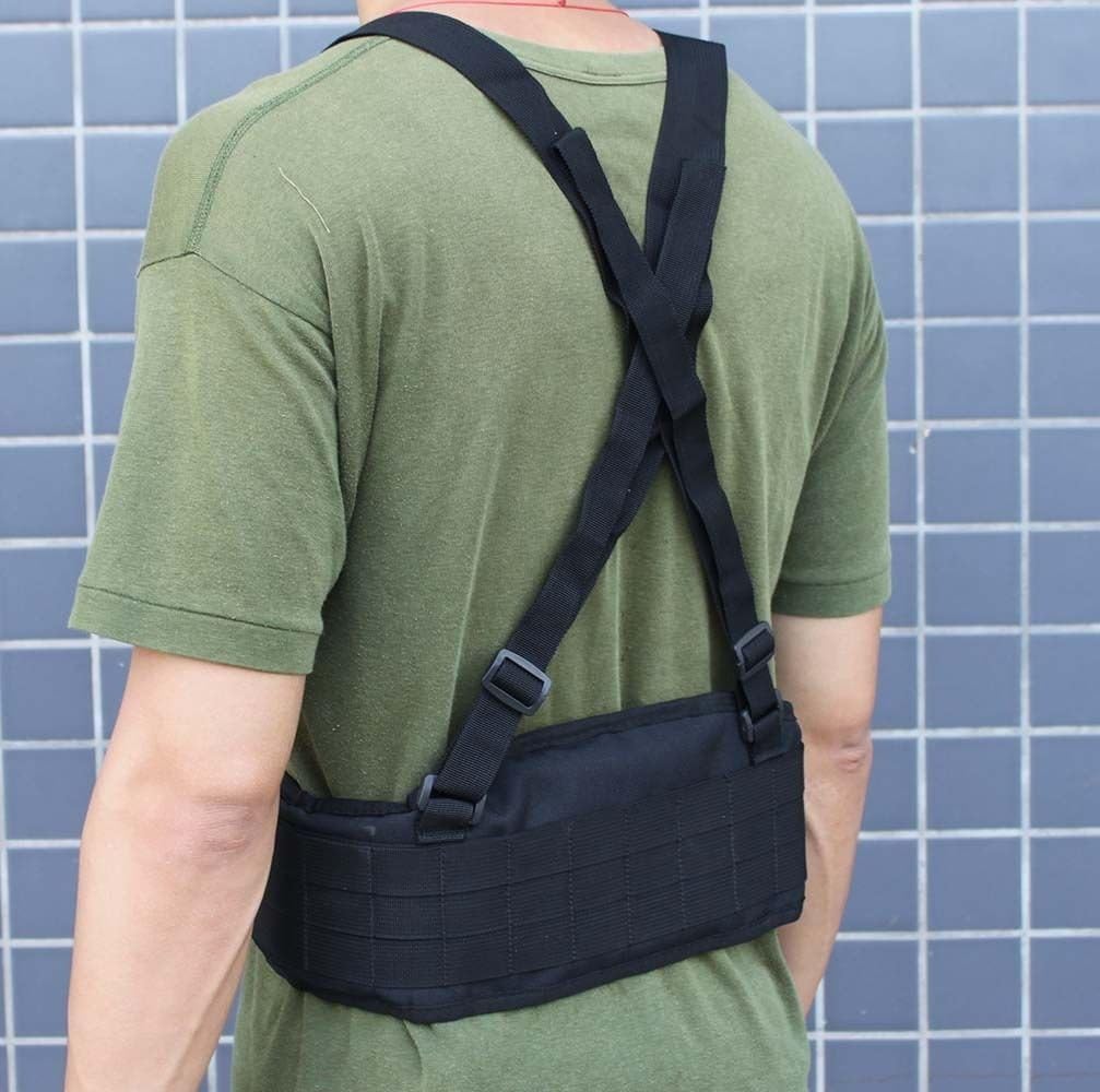 FAMI Tactical Battle Combat Airsoft Padded Equipment Molle Waist Belt with Adjustable Suspenders Free Straps