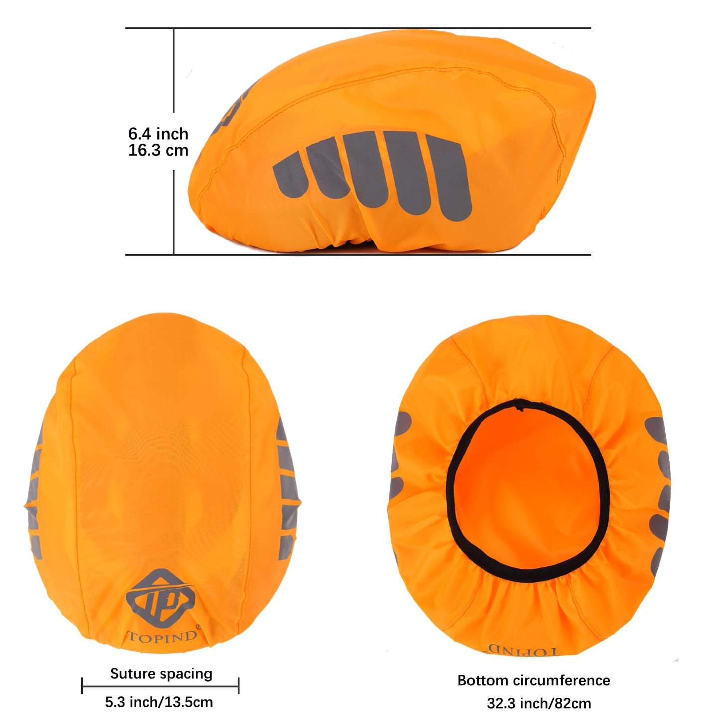 TOPIND Bike Helmet Cover High Visibility Waterproof Cycling Helmet Rain Cover with Reflective Strip Dustproof Breathable Mountain Road Bicycle Helmet Snow Cover Ride Gear (Orange, Medium)