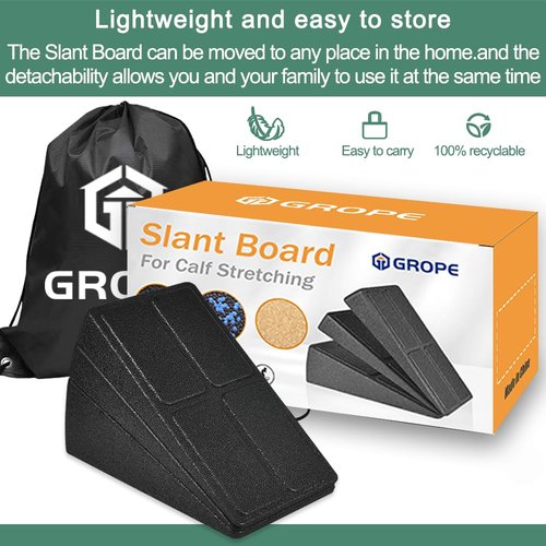 Slant Board Squat Wedge for Calf Stretching,3 Pcs 12" x 6.3" Foot Stretcher Balance Board for Plantar Fasciitis, Adjustable Foam Slant Board Wedge Great for Exercises (Black)