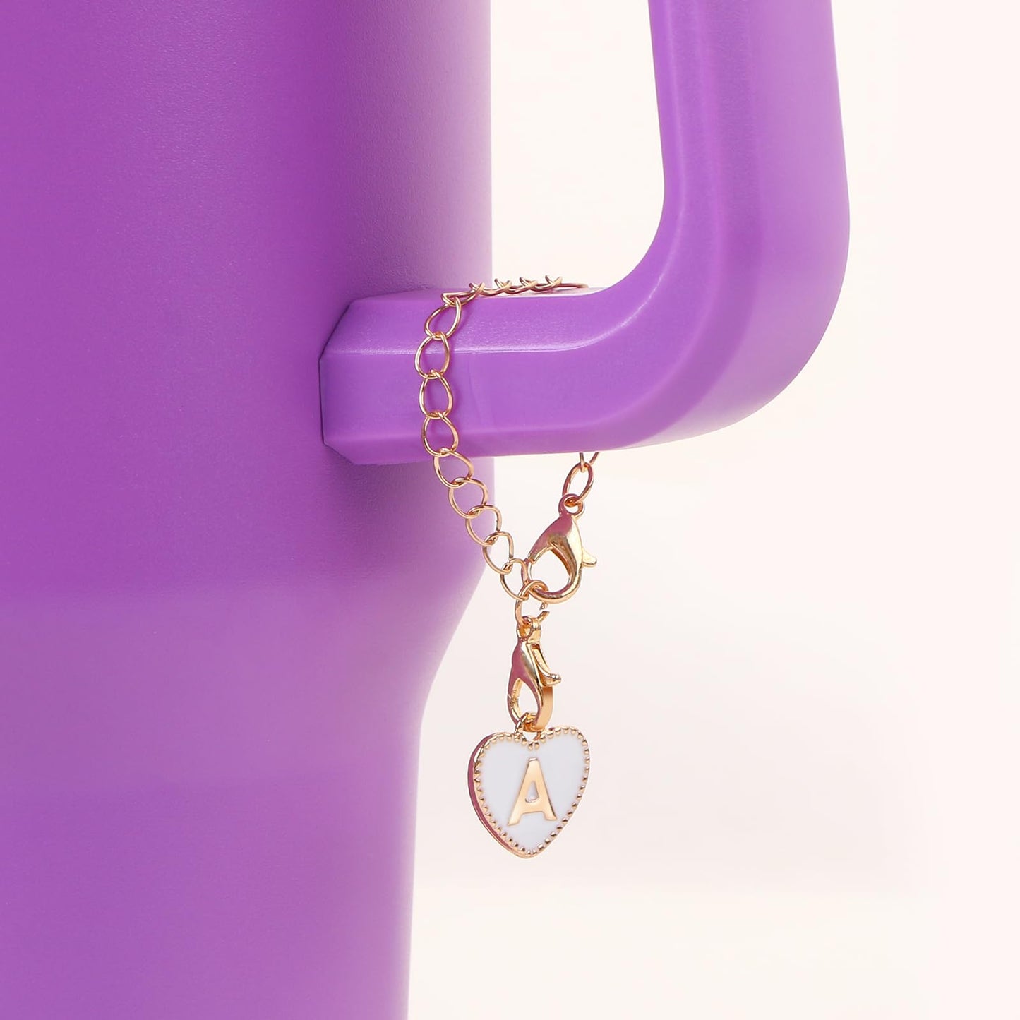 HOMICO 2PCS Round Heart Shaped Letter Chain Accessories for Stanley Cup Personalized Name ID Letter Chain Accessories for Stanley Tumbler, A