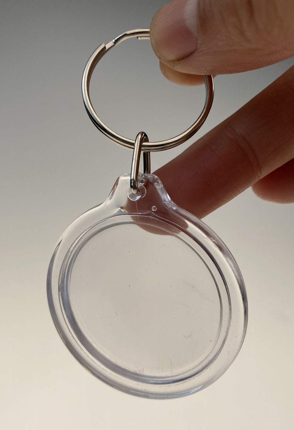 25Pcs Transparent 1.4 Inch Round Acrylic Photo Insert Keychain Blanks with Split Ring Circle Snap-in Photo Frame Keyring Blank Picture Keychains for Women and Men