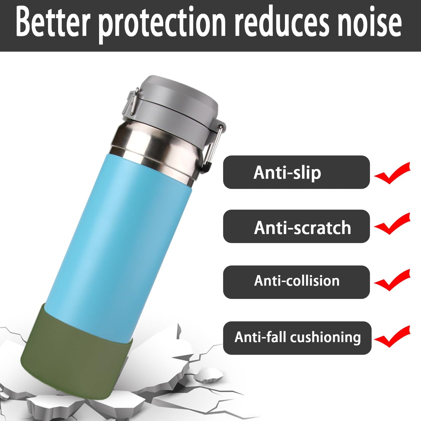 2 Pcs Silicone Boot Sleeve Compatible Stanley Quick Flip GO Water Bottle,for Stanley Quick Flip GO Water 36oz Bottle Boot.Avoid Scratches and Noise (Military Green, 36oz)