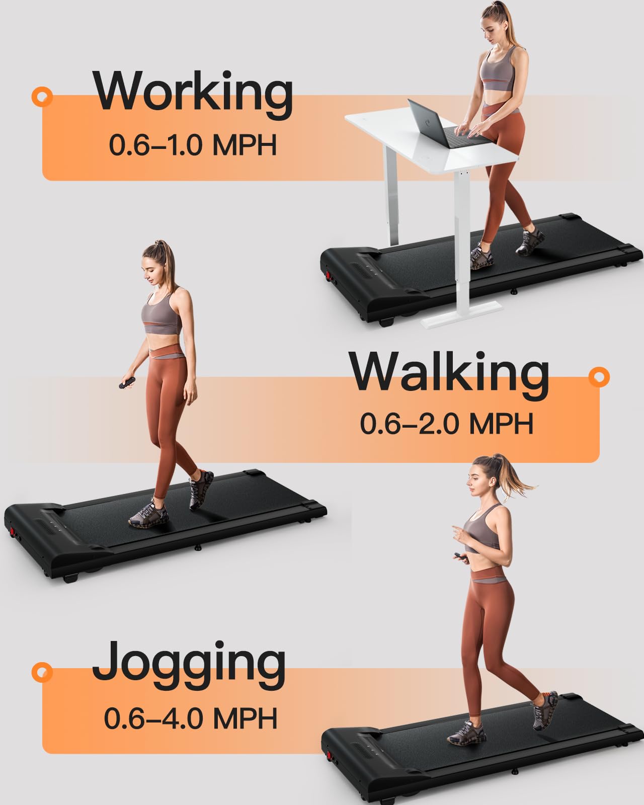LONTEK Walking Pad, Small Under Desk Treadmill, Quiet Walking Treadmills for Home Office