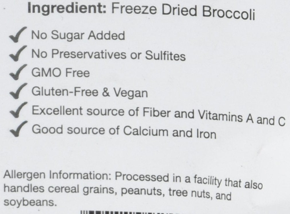 BioTree Labs Freeze Dried Broccoli Florets - Pack of 1 oz, 100% All Natural Healthy Snacks | Great for Hiking, Backpacking, Adding to Pasta or Broths in Cooking | NO Added Sugar or Preservatives
