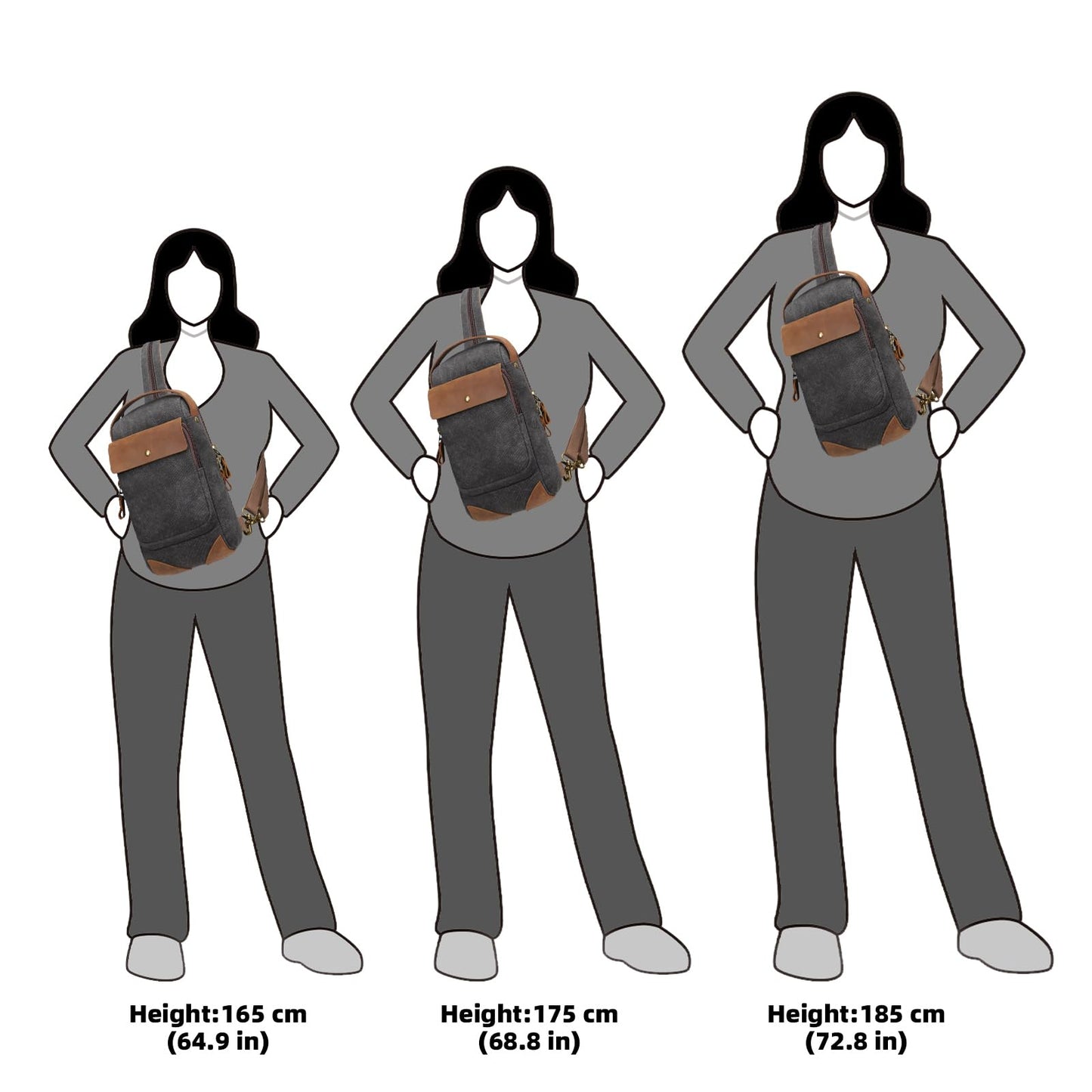 KL928 Canvas Sling Bag Crossbody Backpack Sling Backpack Shoulder Bag Casual Daypacks for Men Women
