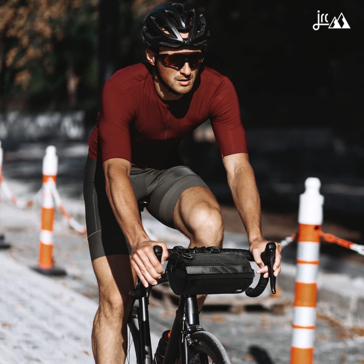 JRC Components Bike Handlebar Bag for Bicycles | Water Resistant 900D Polyester Bicycle Handlebar Bag - Bike Front Bag | Handle Bar Bag with YKK Aquaguard Zipper and Adjustable Bungee Cord - Black