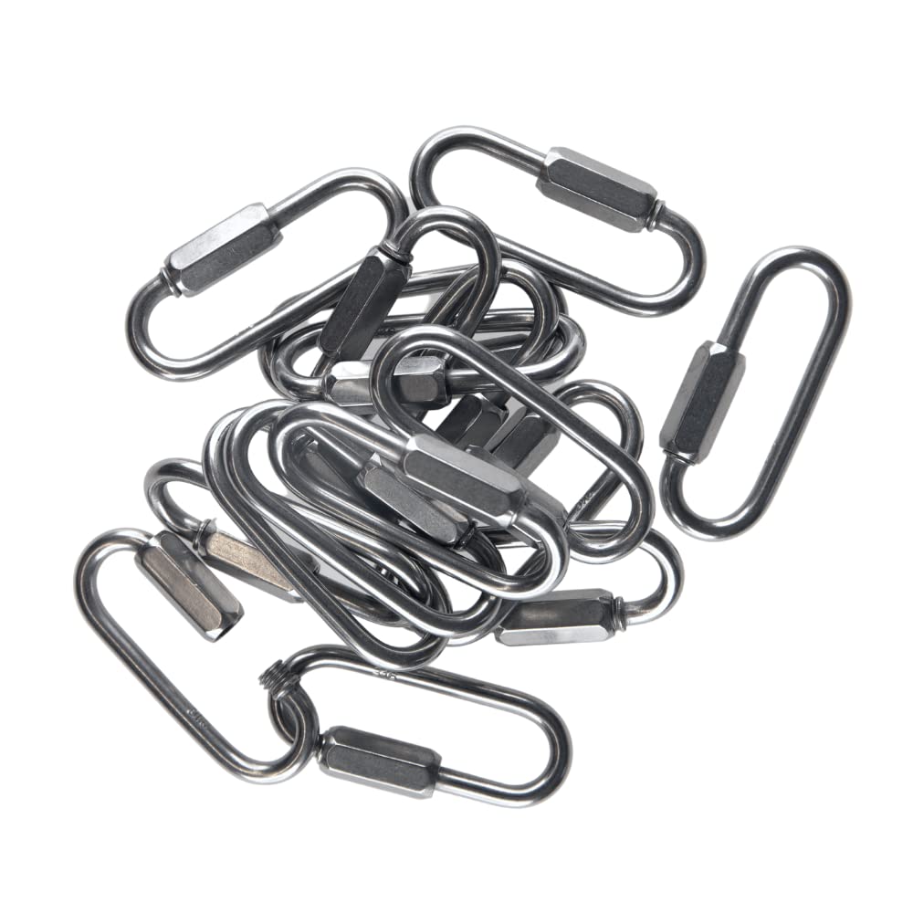 Oval Stainless Steel Lock Carabiner – Heavy Duty Threaded Screw Quick Link - 2 X 0.8 Inch – 1/5/10/20/25/50/100 Pack Option - 1 Count