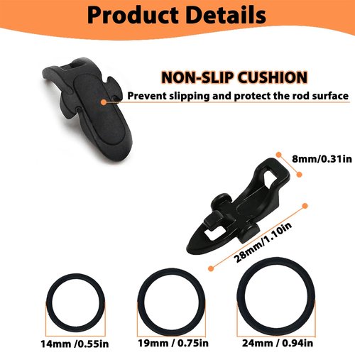 QUANFULTEC Fishing Hook Keeper,Fishing Hook Keeper for Fishing Rod,Fishing Hook Holder,Holder with 3 Sizes Rubber Rings,Bait HolderSuitable for a Variety of Fishing Rods 6 Pcs