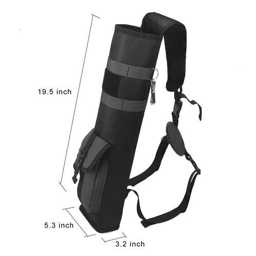 BLUE HANDCART Archery Lightweight Back Arrow Quiver Dual Use Hip Arrows Bag Arrow Holder with Shoulder Strap and Belt Clip for Arrows, Bow Hunting and Target Practicing (Black)