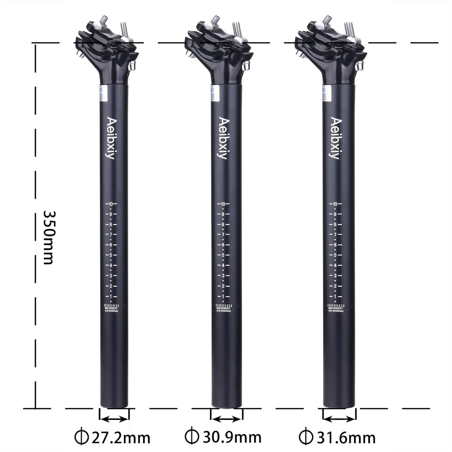 Aeibxiy Bike SeatPost 27.2mm 30.9mm 31.6mm Aluminum Alloy 350mm Bicycle Seat Post for Mountain Road Bikes BMX