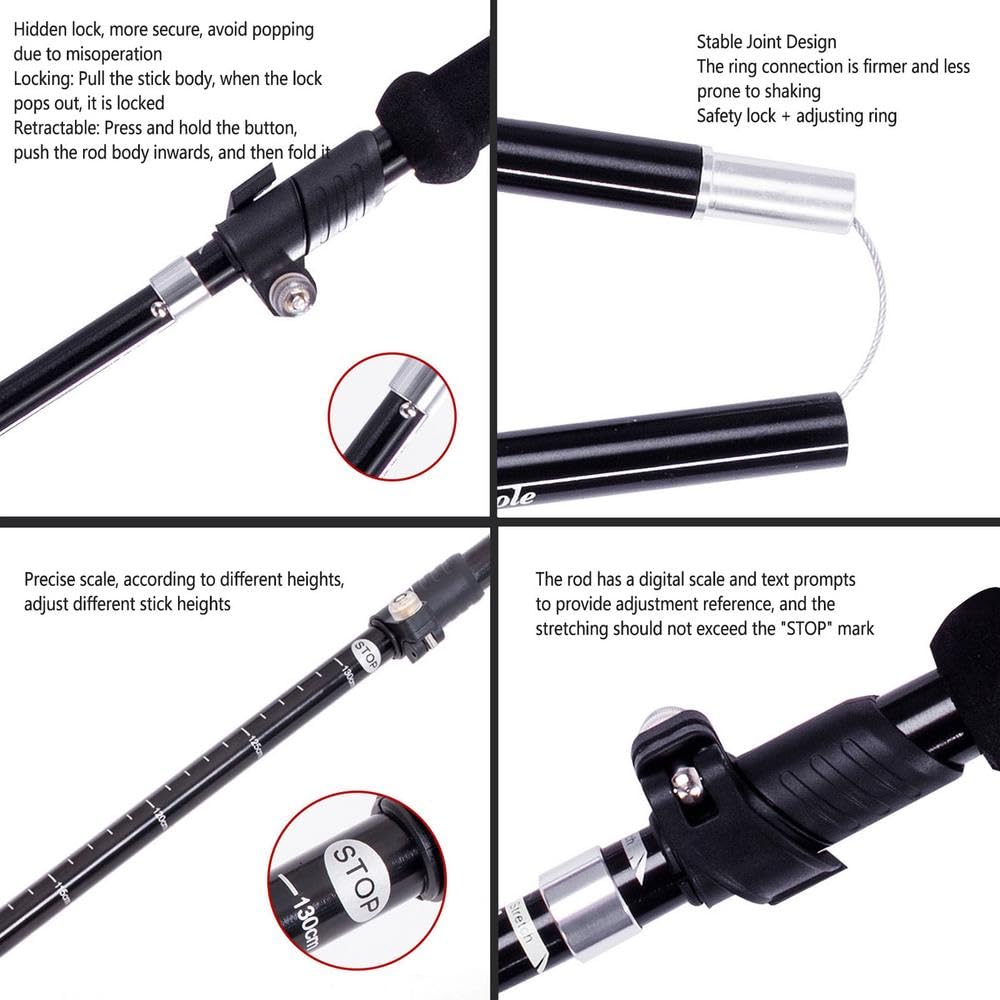Trekking Poles, Walking Stick, Walking Poles for Women, Hiking Poles Collapsible Lightweight, Hiking Sticks Collapsible Hiking- Ideal for Seniors Women and Men
