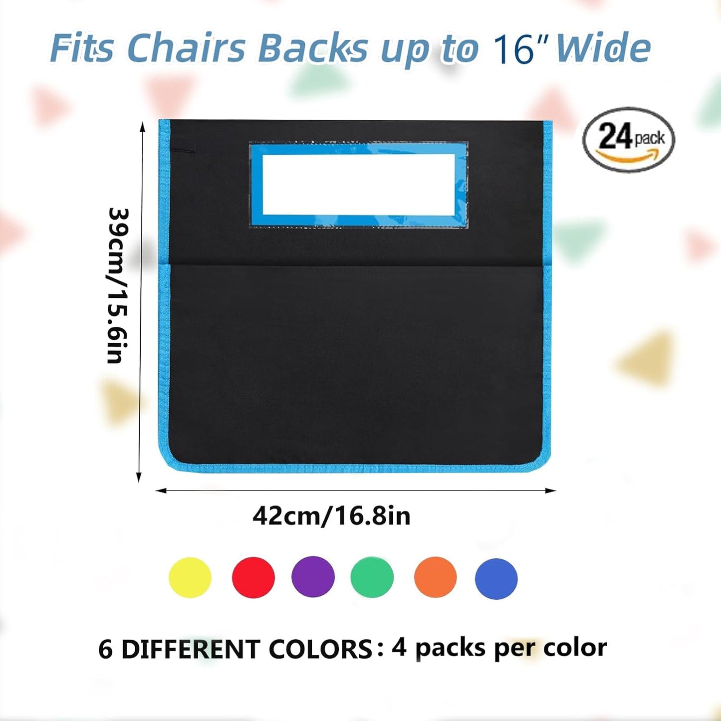 24 Pcs Chair Pockets for Classrooms, Student Chair Pockets, Classroom Chair Pockets, Seat Pockets for Classroom Chairs, Seat Sacks for Classroom Chairs, Seat Sack