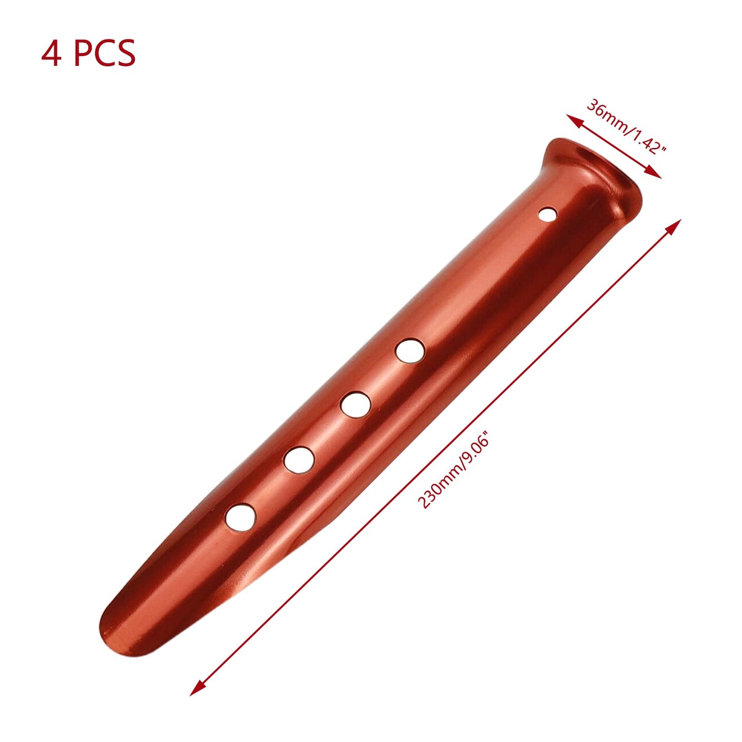 KUMGROT 4 Pcs Snow Sand Tent Stakes Stakes Pegs U-Shaped Beach Tent Nails Aluminum Alloy 9" Lightweight Tent Pegs for Boating Hiking Backpacking Picnic (Orange)