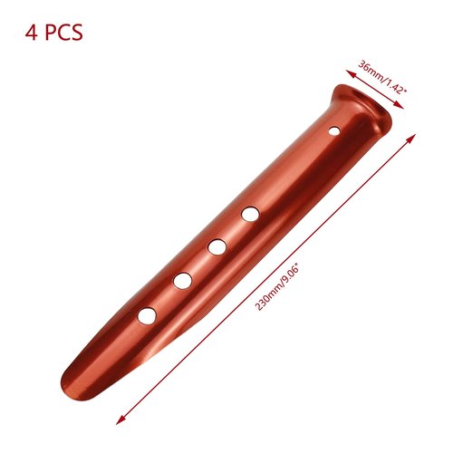 KUMGROT 4 Pcs Snow Sand Tent Stakes Stakes Pegs U-Shaped Beach Tent Nails Aluminum Alloy 9" Lightweight Tent Pegs for Boating Hiking Backpacking Picnic (Orange)