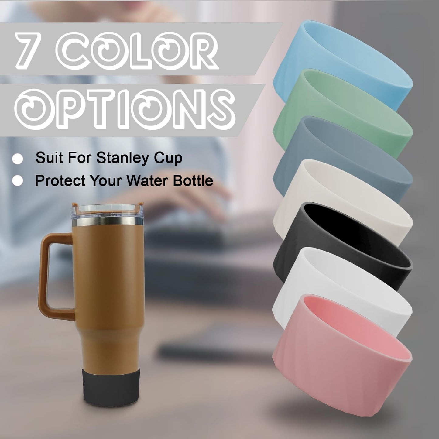 KIACFFH Boot for Stanley Cup Accessories, Silicone Boots Bottom for Stanley 40oz 30oz Tumbler with Handle (Black+Cream)