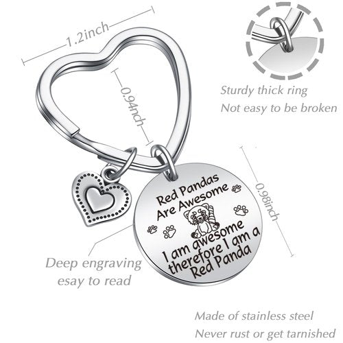 JIUSHUN Red Panda Gifts Red Panda Decor For Red Panda Lover Jewelry Red Panda Charm Gift Red Panda Inspirational Keychain Zookeeper Gift Red Panda Graduation Keychain