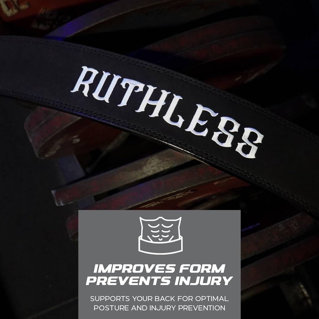 Katamu Ruthless Premium Weightlifting Belt - Lever Weightlifting Belt - Men and Womens Power Lifting Belt - Leather (Large)