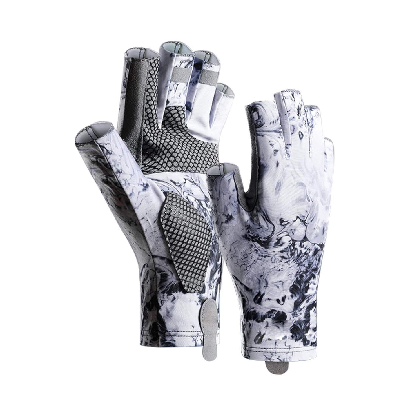 ievei Sun Gloves UPF 50+ Fishing Gloves, Fingerless Sun Protection UV Protection Fishing Gloves Men/Women for Kayaking, Hiking, Paddling, Driving (Grey, Large)