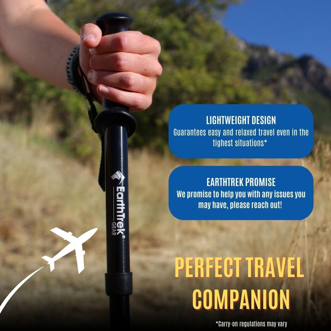 EarthTrekGear Folding Collapsible Travel Hiking Walking Trekking Pole/Shorter Women's Pole