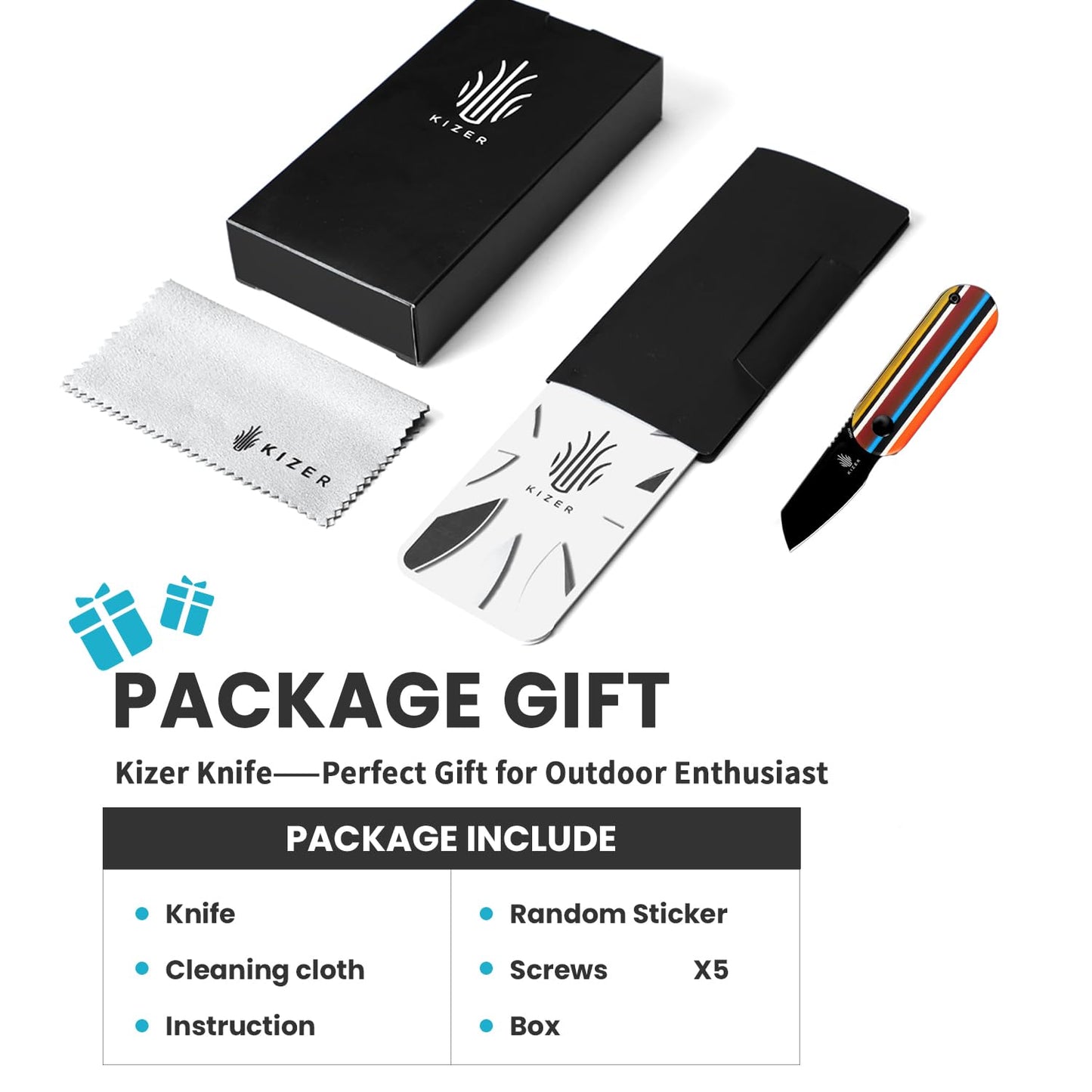 Kizer Serape Series Mini Bay Pocket Knife, 1.9 Inches 154CM Steel Blade EDC Knife, G10 Handle Small Folding Camping Knives Tools V2583C1
