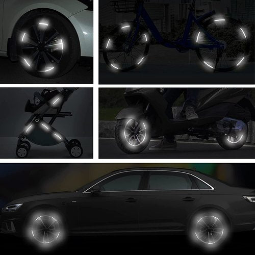 Mr Spartan Reflective Wheel Rim Waning Sagefty Sticker Decal for Car, Bike, Mptorcycle & Cycle (Set of 20 | Colour: White Tone)-16