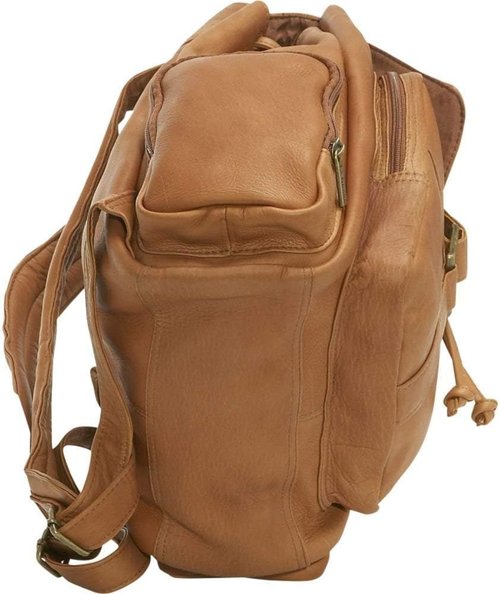 Le Donne Leather Classic Multi-Pocket Backpack – Premium Full-Grain Colombian Vaquetta Cowhide Leather Backpack,15”, Cafe