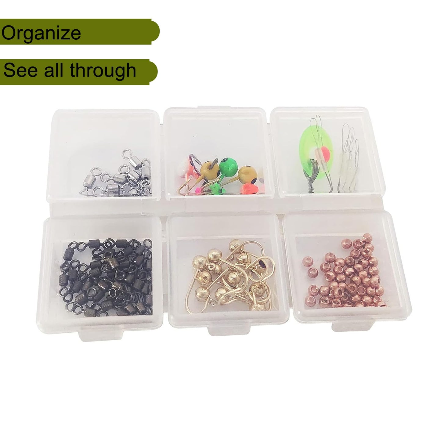 2PC-Aventik Fishing Tackle Box Tackle Utility Boxes Plastic Box Storage Organizer Fishing Storage(Hook box-6C)