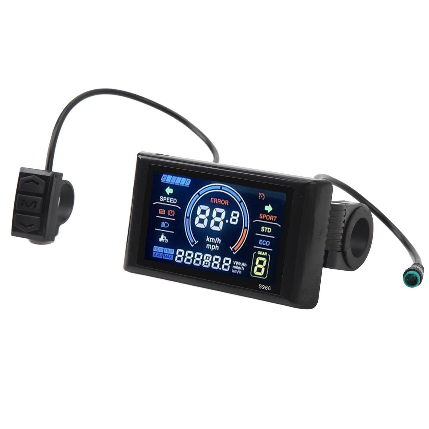 RiToEasysports 2472V Electric LCD Display, S966 LCD Display Meter Control Panel for Electric for 22.2mm 0.9in Handlebars