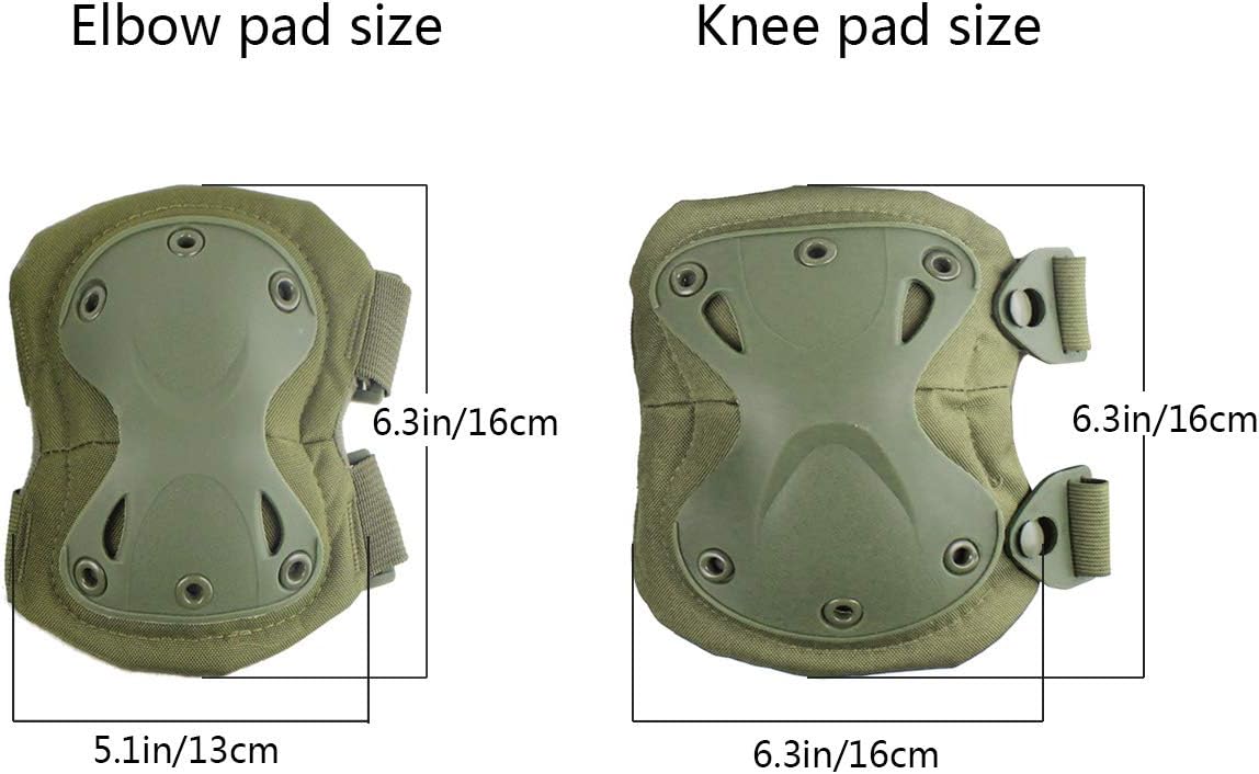 AOUTACC Tactical Combat Knee & Elbow Protective Pads Set for Outdoor CS Paintball Game Cycling Safety Skateboarding Gear Skates Knee Protection Guard Pads