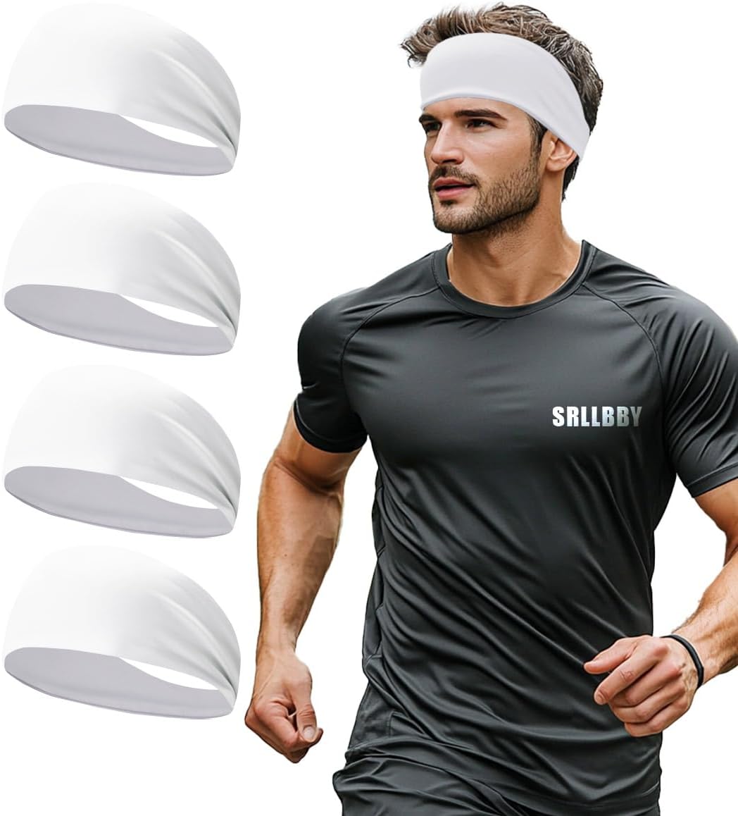 Sport Sweatbands | 4-Pack Summer Workout Headbands for Men & Women – Sweat Wicking