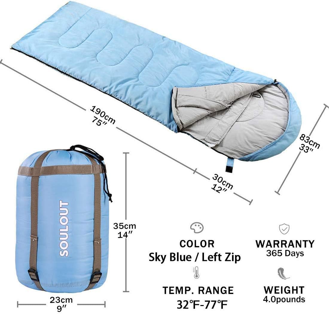 3-4 Season Sleeping Bag for Adults & Kids, Lightweight Warm Cold Weather Camping Bag with Waterproof Compression Sack – Portable for Hiking, Backpacking, Traveling & Outdoor Adventures