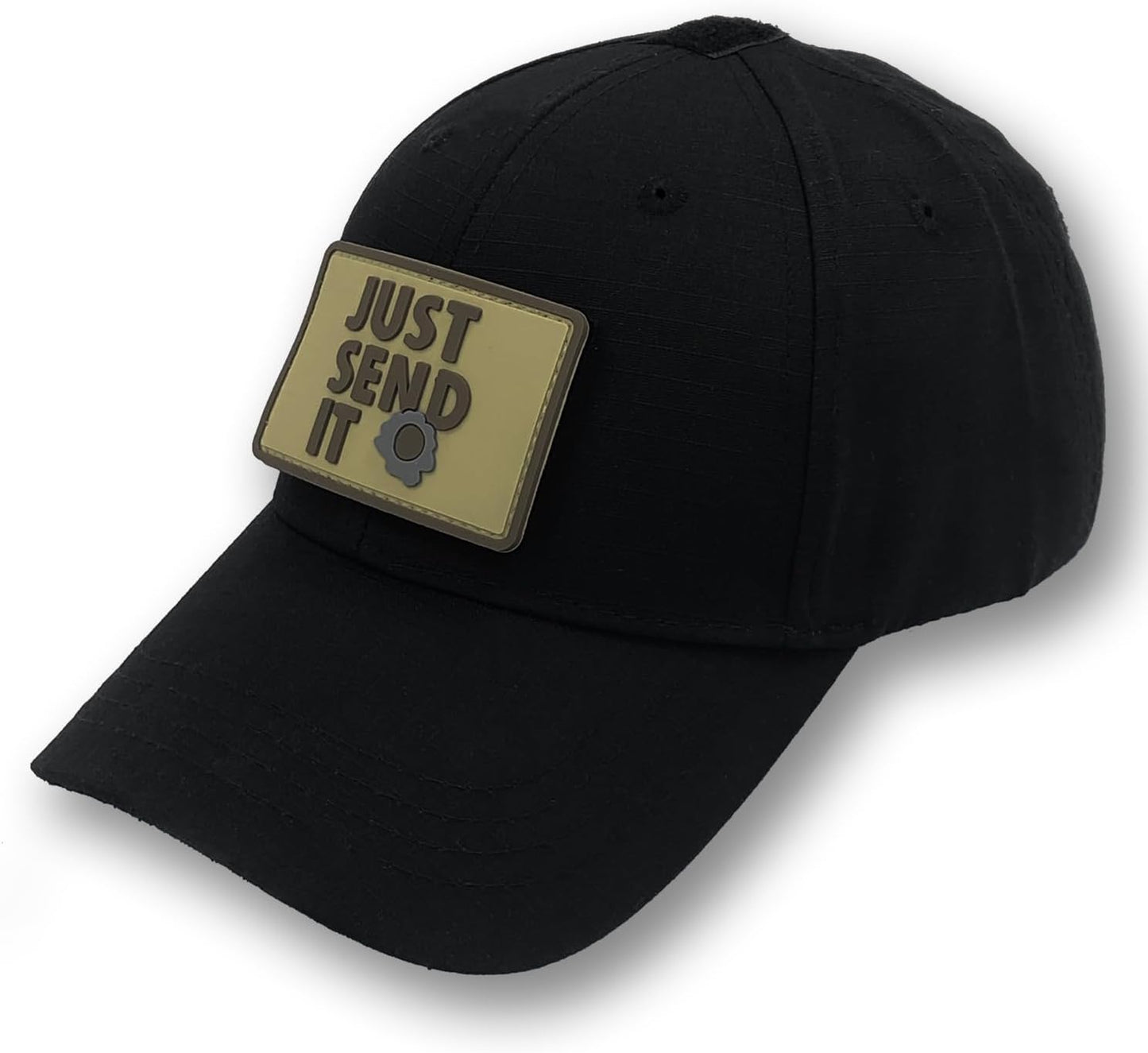 Just Send It Sniper Rubber Tactical Patch 2.95x2 inches with Hook Fastener Back for Hats Caps Clothing Vests Bags Backpacks (Tan)