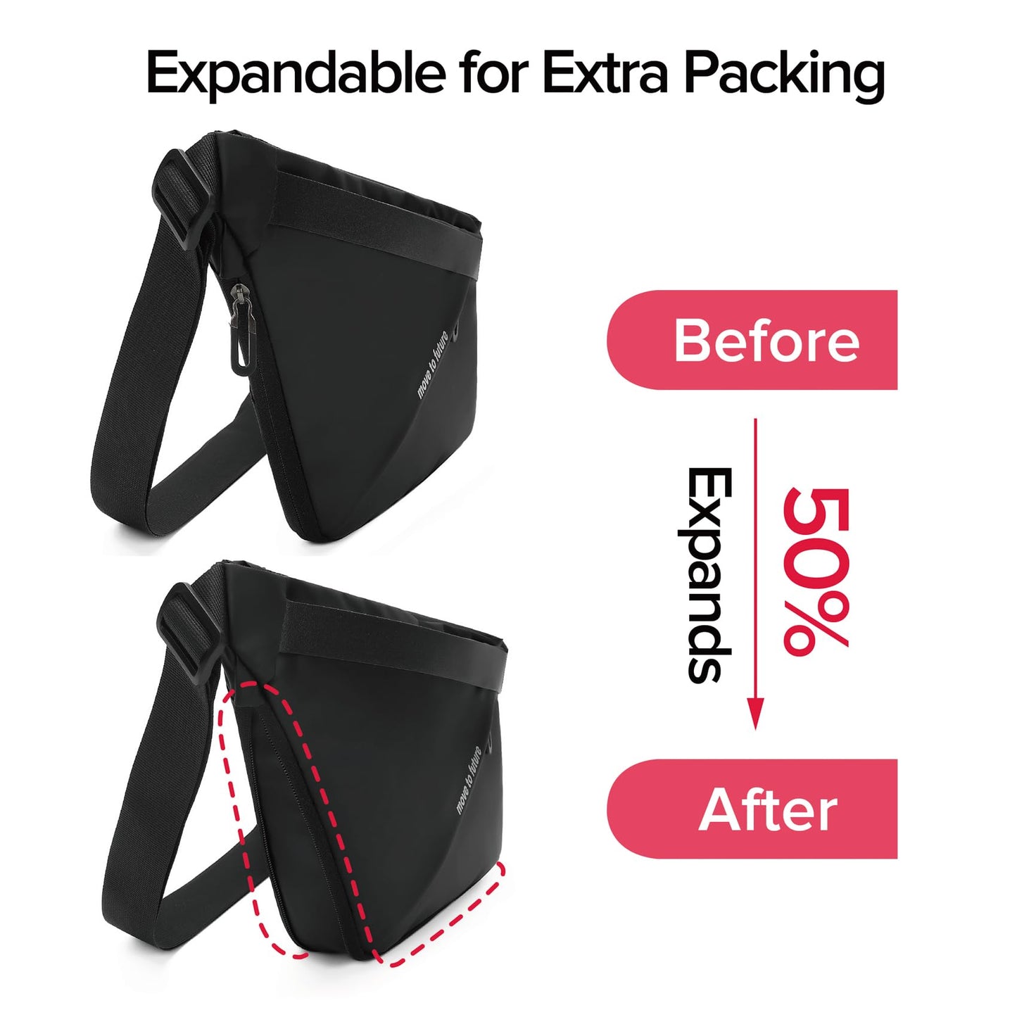 MAYMOONER Personal Sling Shoulder Crossbody Flex Bag Men Women Anti-theft One Strap Casual Chest Bags Slim Backpack Biking
