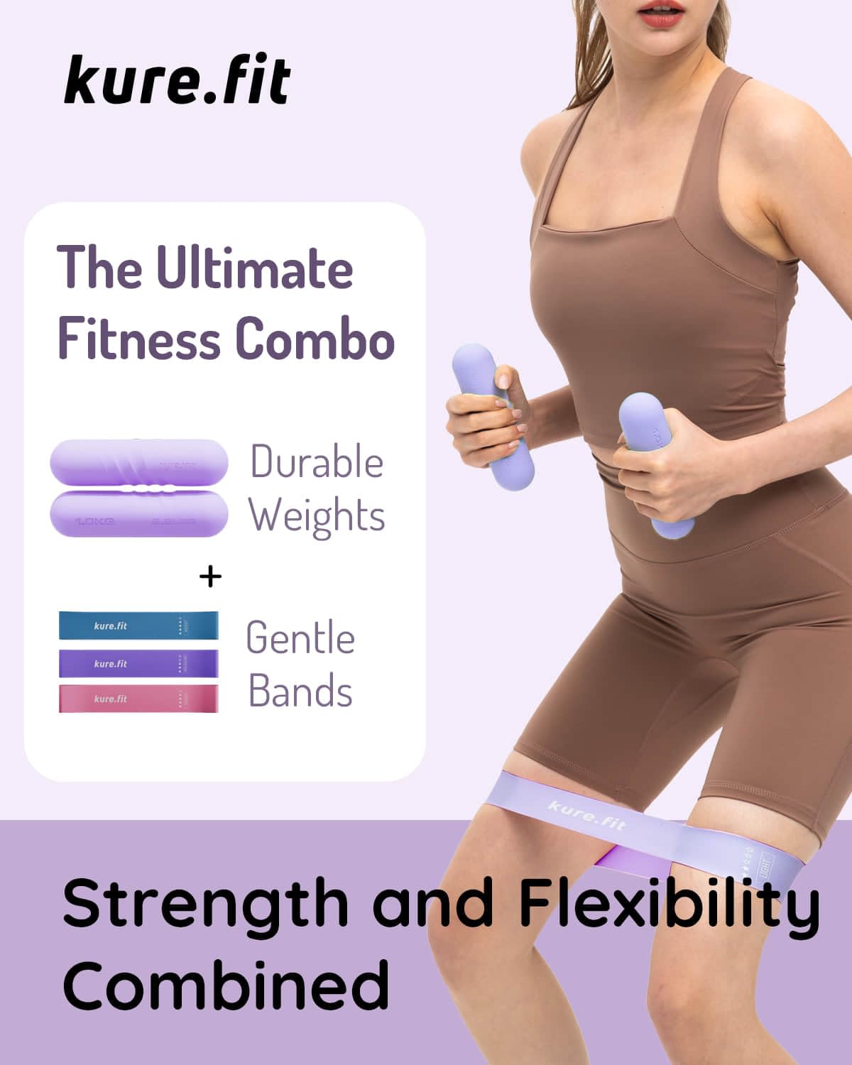kure.fit Peach Wrist & Ankle Weights + Purple Hand Weight Bars Bundle Set
