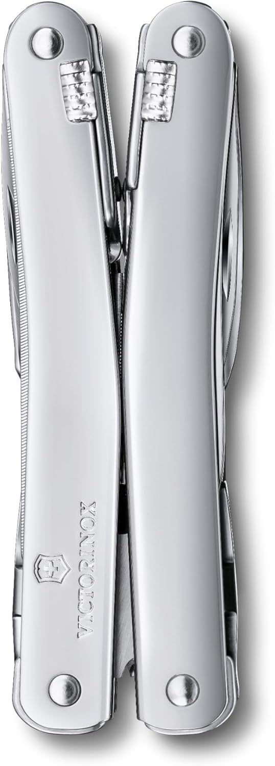 Victorinox Swiss Tool Swiss Army Knife, 24 Function Swiss Made Multi-Tool with Needle-Nose Pliers, Wire Cutters and Large Blade - Silver