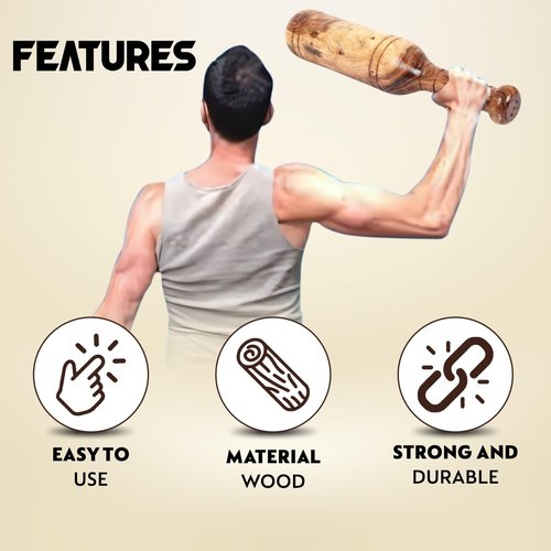 KNK MUGDAR FITNESS BAR INDIAN CLUB MUDGAR BHEEM MACE SHOULDER EQUIPMENT MEEL KARLA KATAI MUGDAL FITNESS DURABLE WOODEN EQUIPMENT (2 to 3 KG)