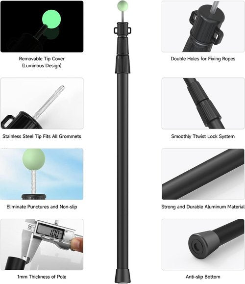 SAN LIKE Telescoping Tarp Poles Tent Poles, 96" Aluminum Canopy Poles Extendable Pole for Awning Shelter Camping Backpacking Hiking Picnic, Set of 4