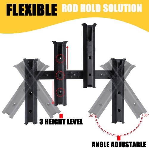 VEXPLO Adjustable Fishing Rod Holders for Boat Golf Cart Garage Kayak Crate Cooler Wagon RV, 4 Tube Wall-Mounted Boat Fishing Pole Holder